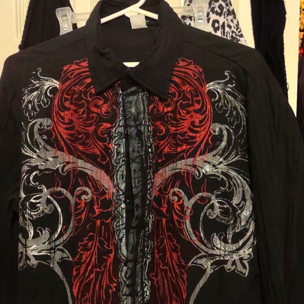 Pop icon black with tribal dress shirt